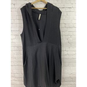 CYNTHIA ASHBY M hooded layering Tunic Vest Top Dress Big Pockets lagenlook